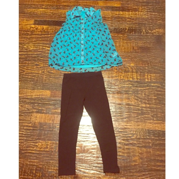 Other - Size Medium Sleeveless Top with Attached Camisole and Scottie Dogs and Leggings